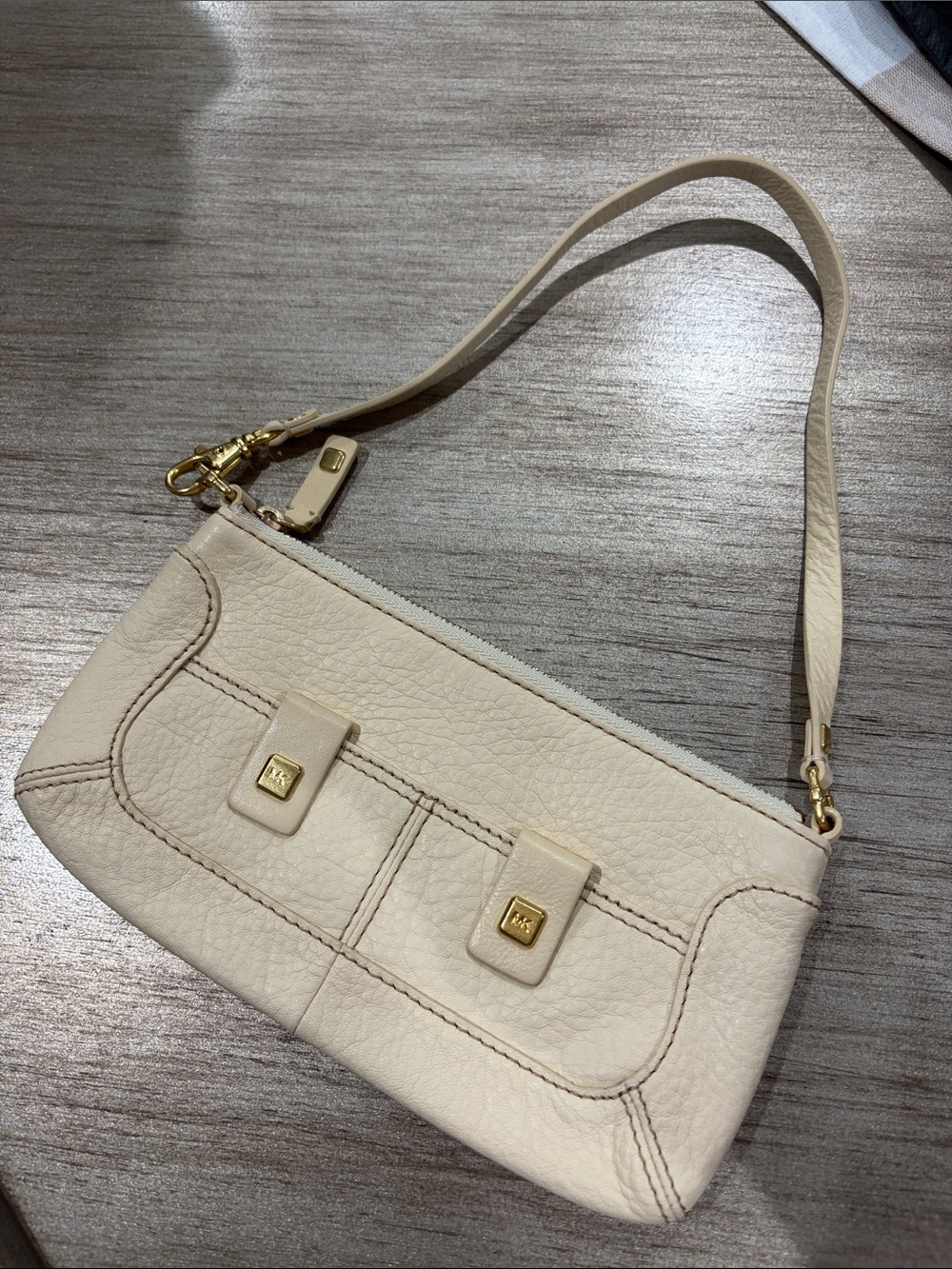 Michael kors Cream Leather Wristlet Shoulder Bag
